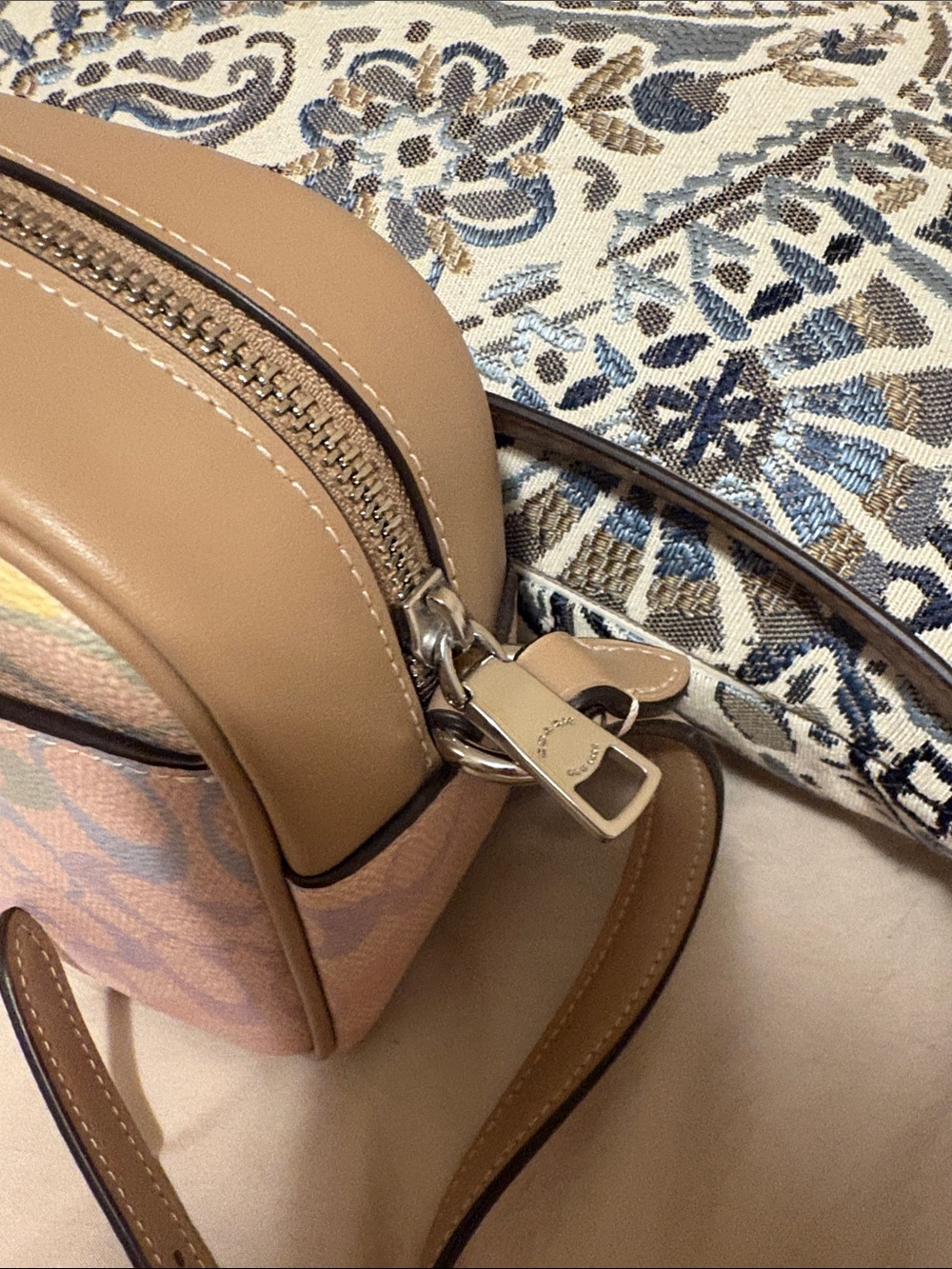 COACH Pastel Multicolor Signature Camera Bag with Tan Trim - Picture 4 of 4